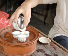 A gai wan cup is commonly used for Chaozhou gong fu tea, instead of a yixing pot.
