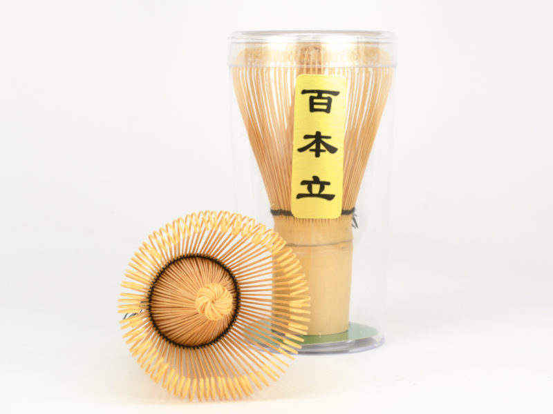 Packaged whisk and unpackaged bamboo matcha whisk