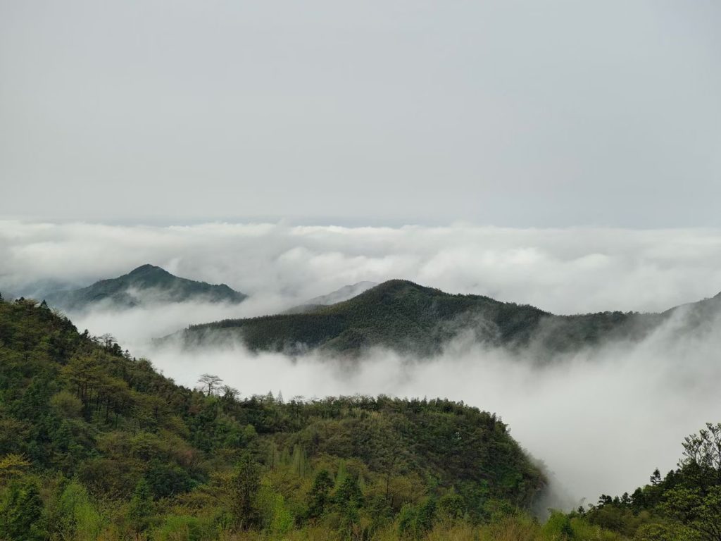 View Of Cloudy Mountains From Top Of Moganshan