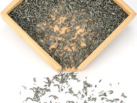 Buddha's Eyebrow (Fo Mei) green tea dry leaves.