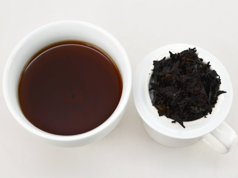 Jujube shu puer tea and strained leaves.