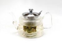 Ear Handle Glass Teapot with Glass Strainer