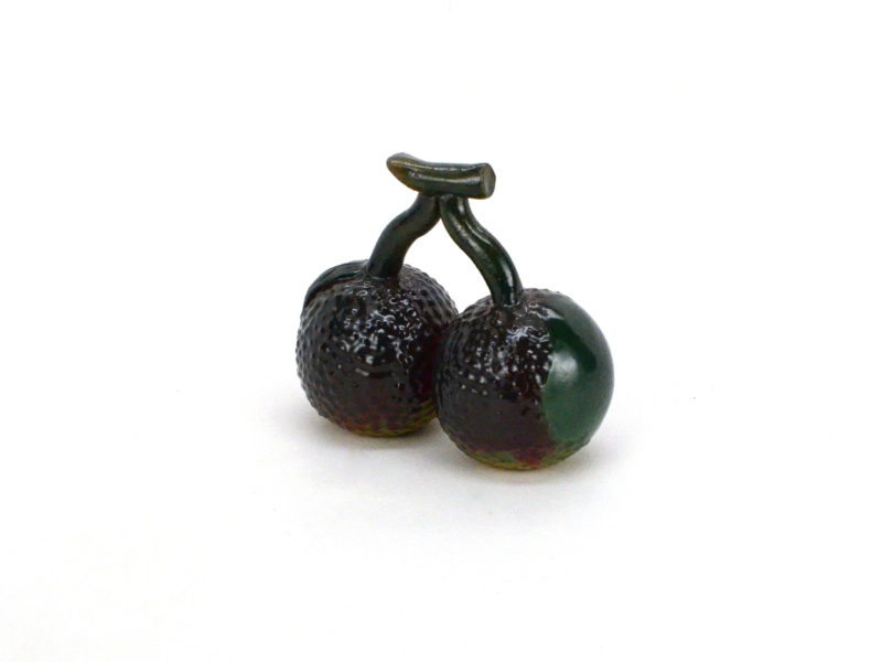 Color changing litchi fruit tea pet, dark green when cold.