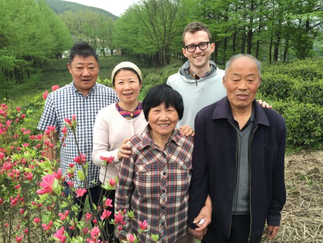 Zhuping and Andrew and visiting Wang Xiangzhen’s family at her family’s tea garden in Moganshan during our 2016 china tea tour