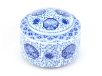 Blue Flower Porcelain Tea Caddy, closed.