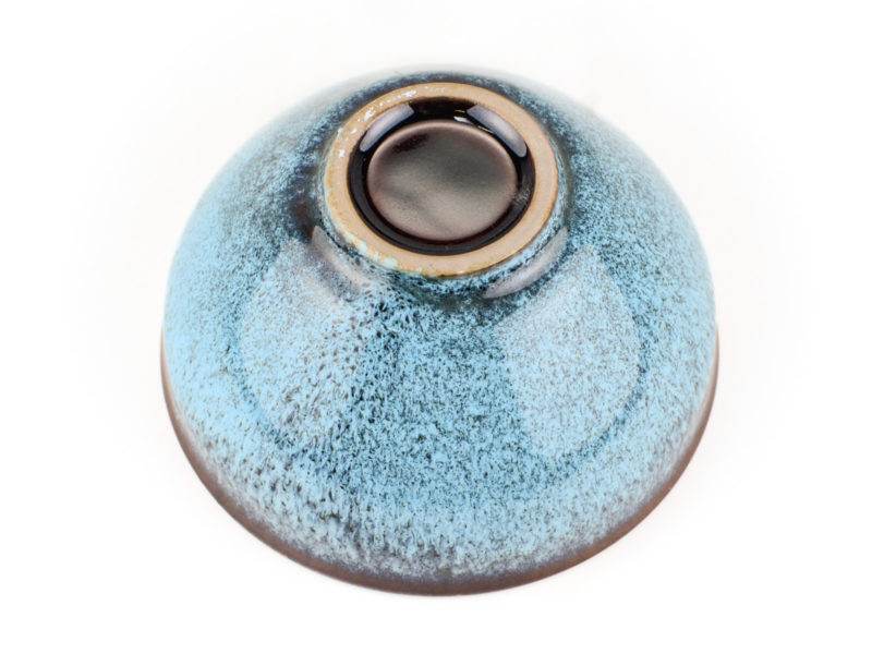 prc blucha Large Blue Kiln Change Ceramic Teacup inverted to show base