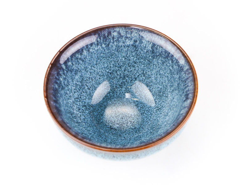 Large Blue Kiln Change Ceramic Teacup viewed from above