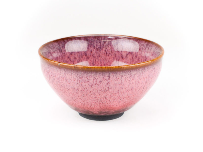 Large Pink Kiln Change Ceramic Teacup viewed from side