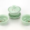 Longquan Kiln Koi Fish Celadon Gaiwan with two teacups