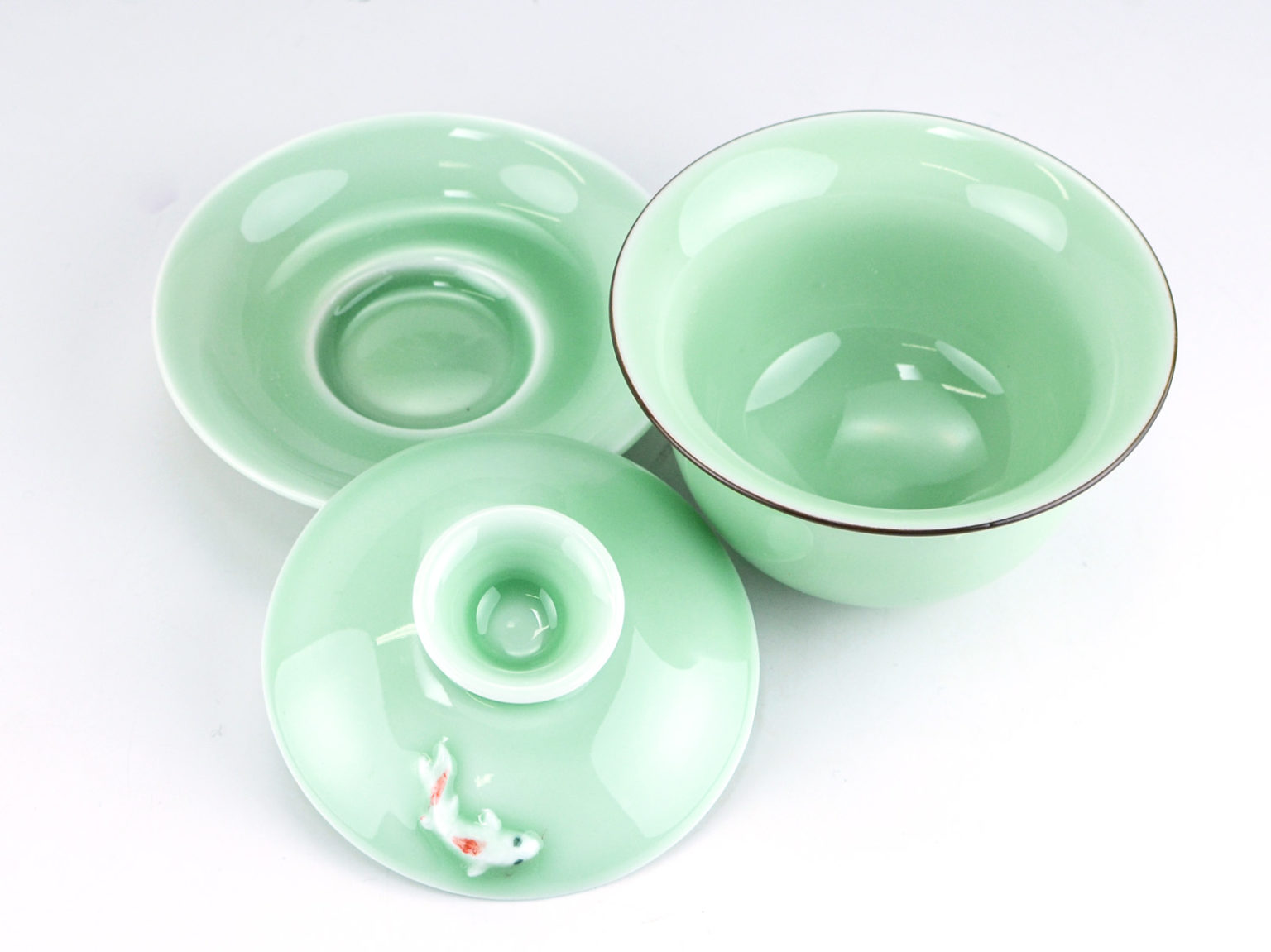 Longquan Koi Fish Celadon Gaiwan - Seven Cups