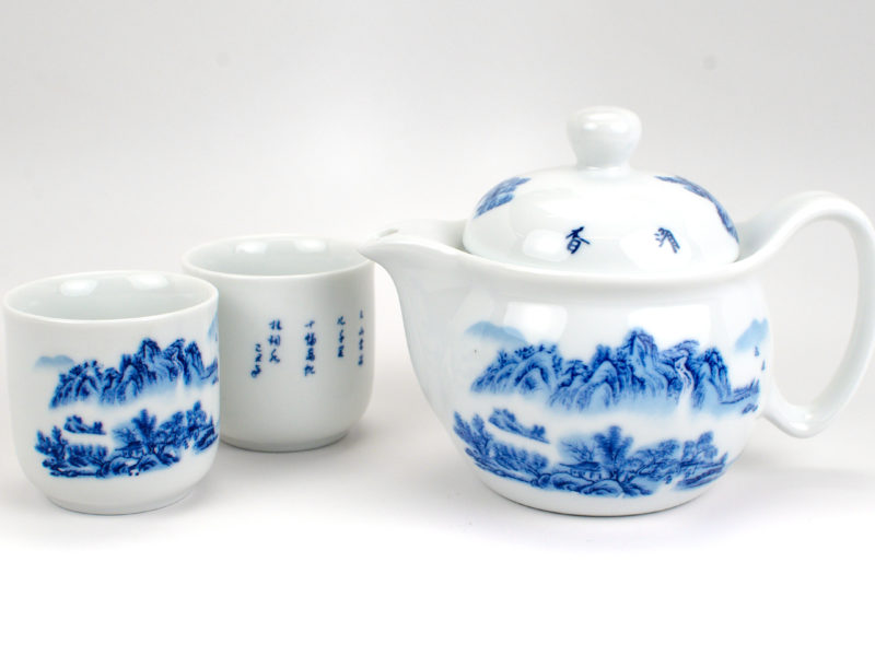 Landscape Porcelain Teapot and Teacups