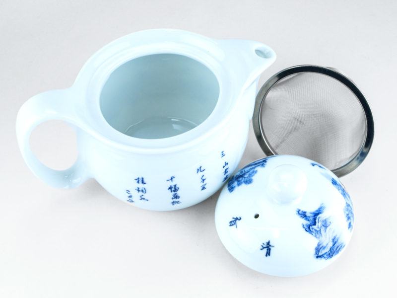 Landscape Porcelain Teapot disassembled