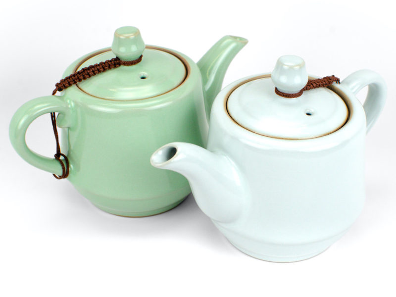 Ru Kiln Tianqing Ceramic Teapot and Ru Kiln White Moonlight Ceramic Teapot