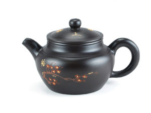 Black Plum Blossom Painted Yixing Teapot