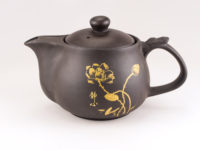 Side view of Golden Lotus Yixing Teapot.