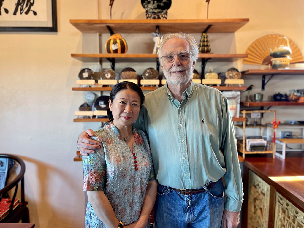 Austin and Zhuping at the new Seven Cups teahouse in 2022.