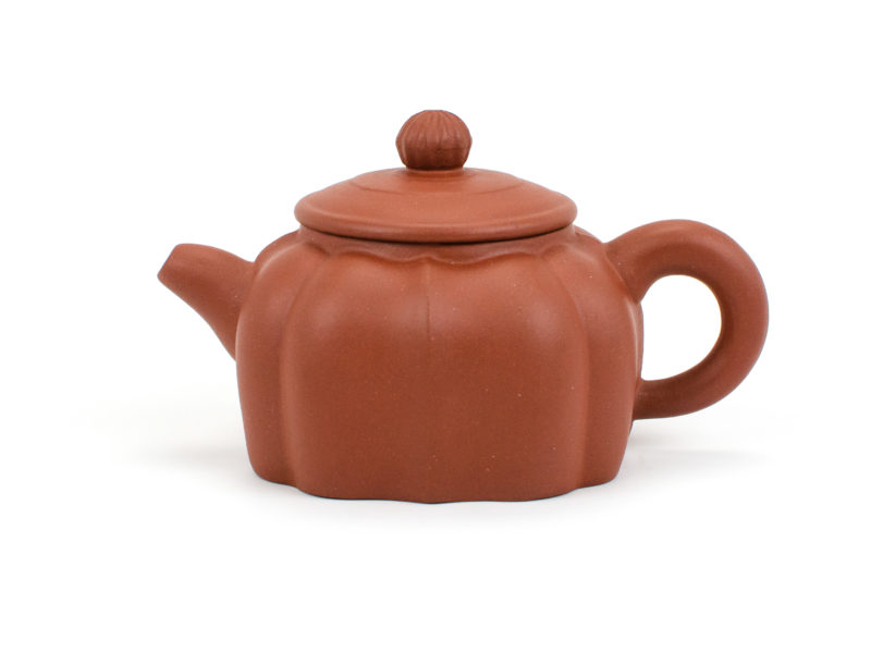 Red Ribbed Yixing Teapot front view
