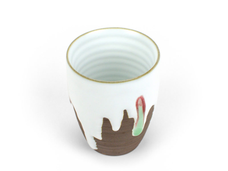 Ru Kiln Tall White Drip Glaze Ceramic Teacup above view