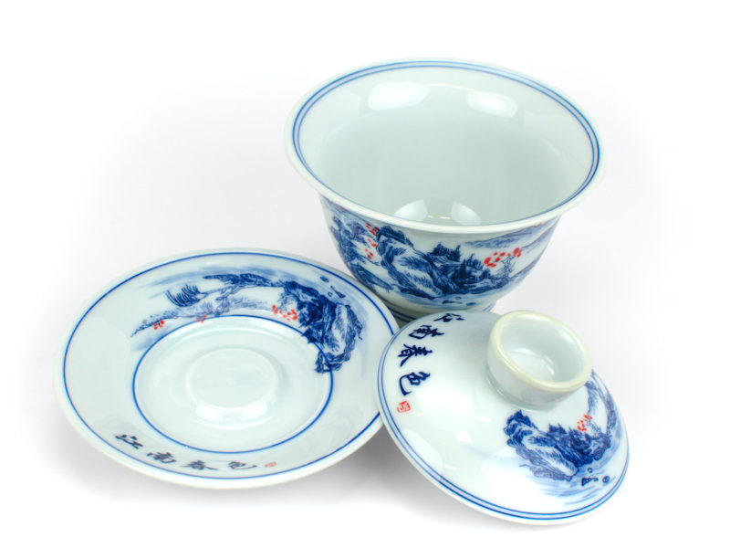 Jingdezhen Shanshui Porcelain Gaiwan open