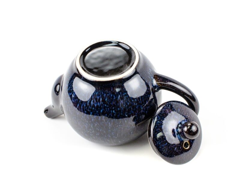 Jun Kiln Round Blue Ceramic Teapot base view