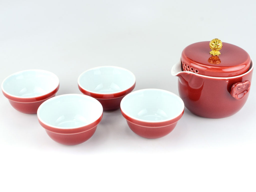 Ru Yao Xishi Porcelain Travel Tea Set - Seven Cups