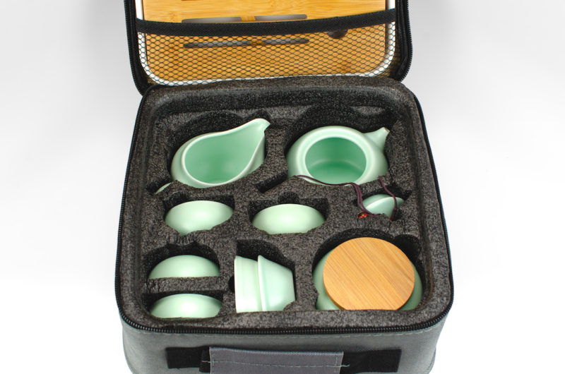 Ru Yao Green Xishi Porcelain Travel Tea Set packed in set