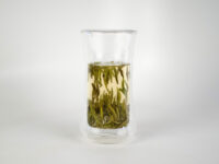 Narrow Waist Mountain View Tall Glass Teacup Double Wall