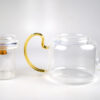 Large Amber Handle Glass Teapot with Glass Strainer