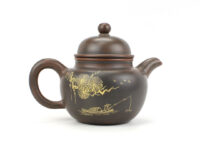 Tall Hat Golden Traced Guangxi Nixing Teapot