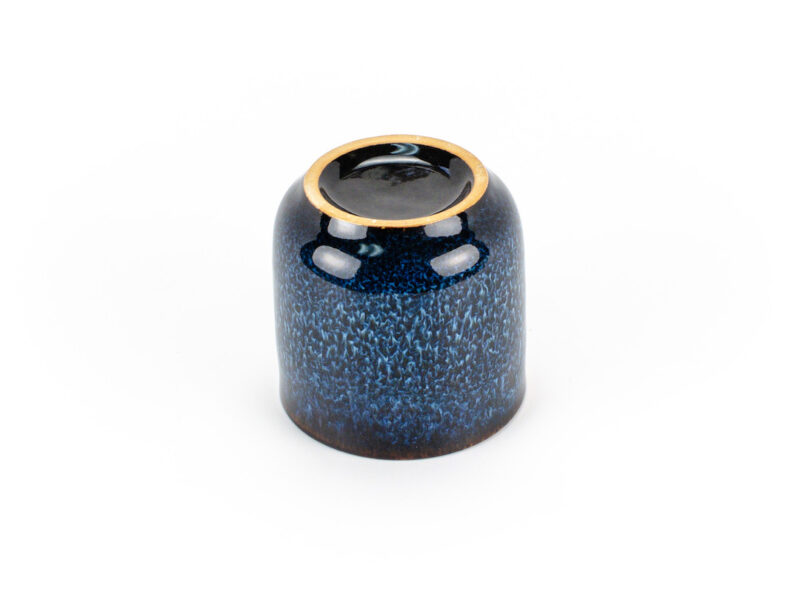 Jun Kiln Blue Ceramic Teacup, base view