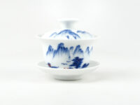 Jingdezhen Hand-Painted Blue Mountain Porcelain Gaiwan