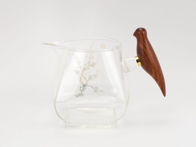 Wooden Bird Handle Glass Pitcher