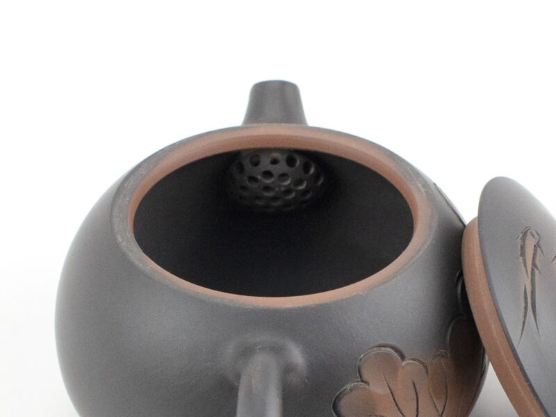 Strainer inside spout of Lotus Pond Yunnan Black Jianshui Clay Teapot