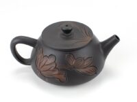 Lotus Carved Stone Scoop Yunnan Black Jianshui Teapot