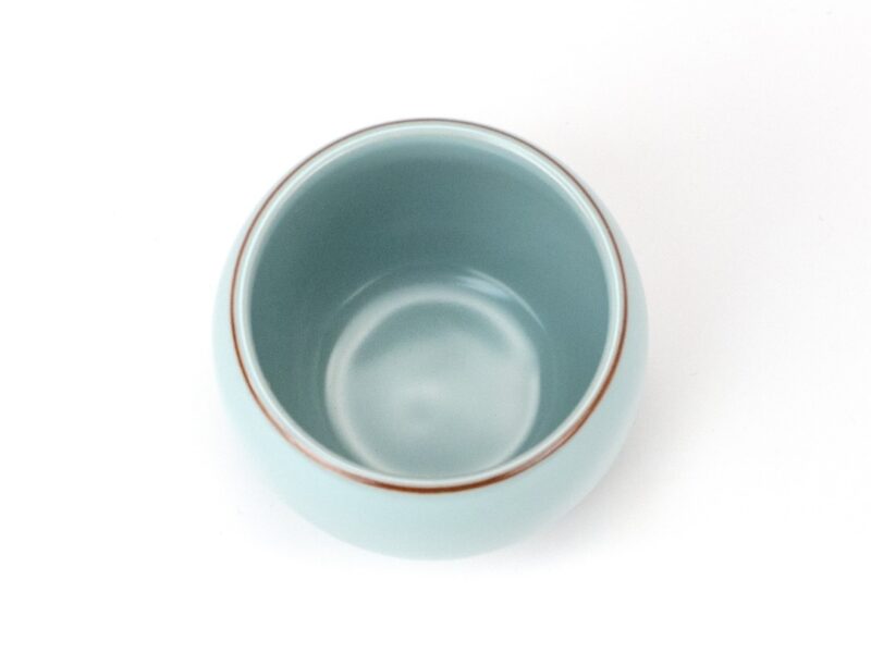 Ru Kiln Pale Blue Round Ceramic Teacup above view