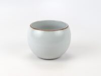 Ru Kiln White Moonlight Round Ceramic Teacup side view