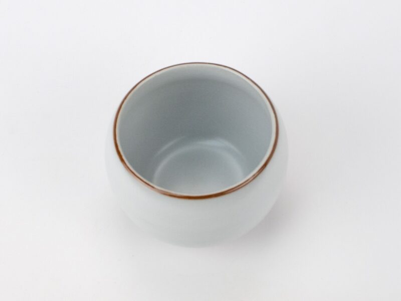 Ru Kiln White Moonlight Round Ceramic Teacup above view