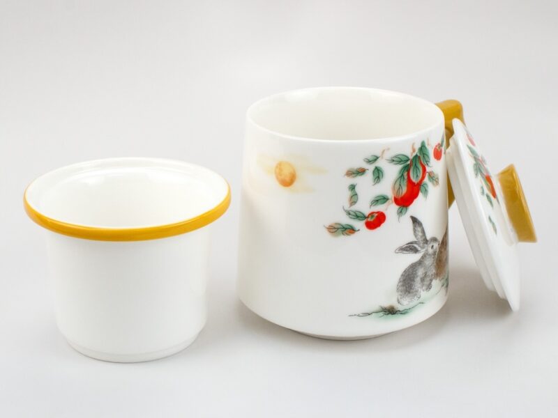 Rabbit Moon Porcelain Filter Cup with Persimmons with filter removed