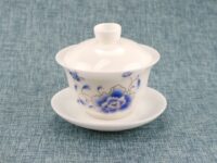 Blue Peony Ice Jade Porcelain Gaiwan