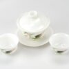 Set of Cicada Ice Jade Porcelain Gaiwan and two matching teacups