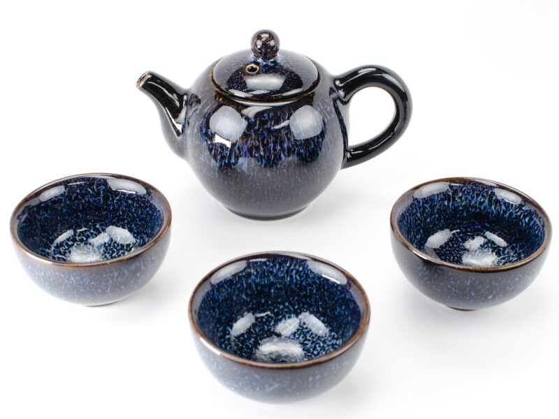 Small Jun Kiln Blue Teapot and Teacup set