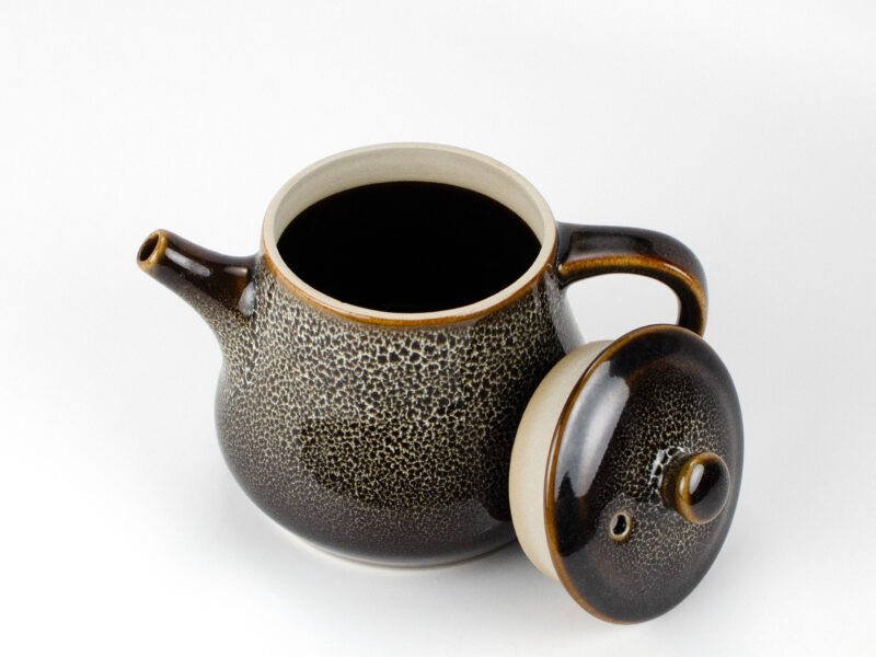 Jun Kiln Brown Kiln Change Teapot with lid open