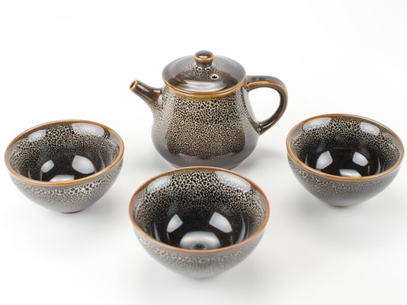 Matching Jun Kiln Brown Kiln Change Teapot and Teacups