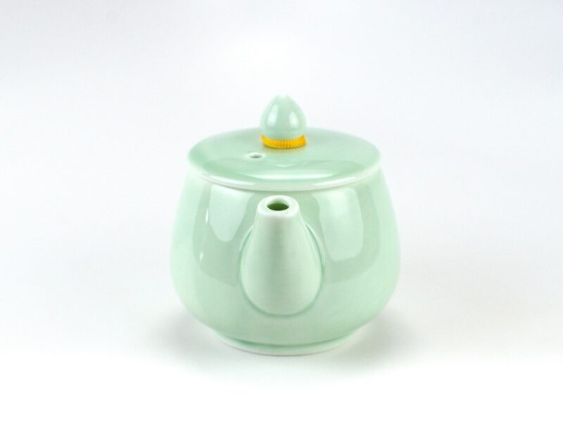 Classic Plum Green Celadon Teapot lid view