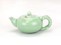 Longquan Kiln Koi Fish Celadon Teapot with Dragon Handle side view