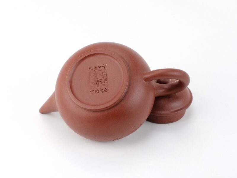 Base view of Orchid Blossom Shui Ping Style Da Hong Pao Yixing Teapot