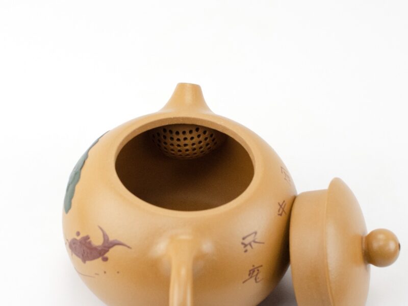 Lid open Clay-Painted Yellow Xishi Style Duan Ni Yixing Teapot