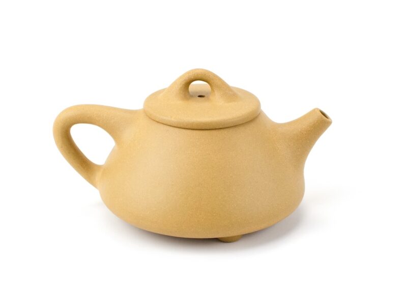 Carved Yellow Stone Scoop Duan Ni Yixing Teapot