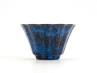 Jun Kiln Tall Flower Ceramic Teacup flared side view