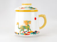 Dragon's Son Porcelain Filter Cup front view dragon detail